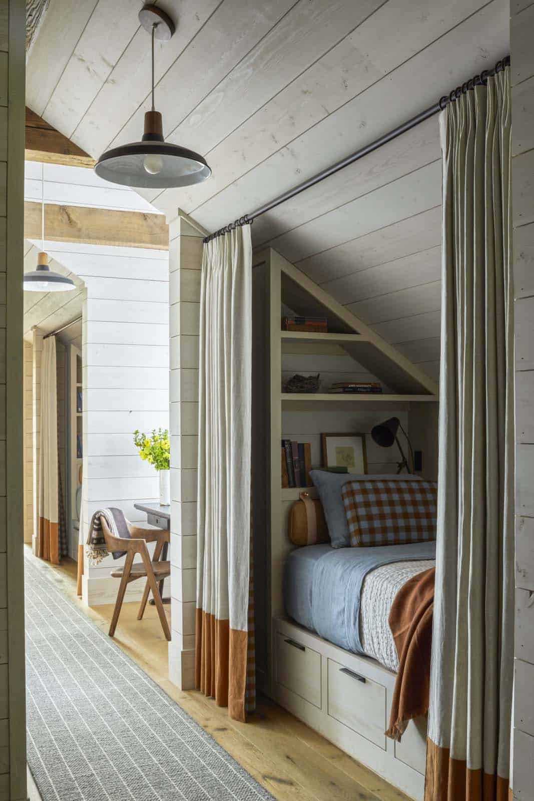 modern rustic hallway with a built-in bed niche