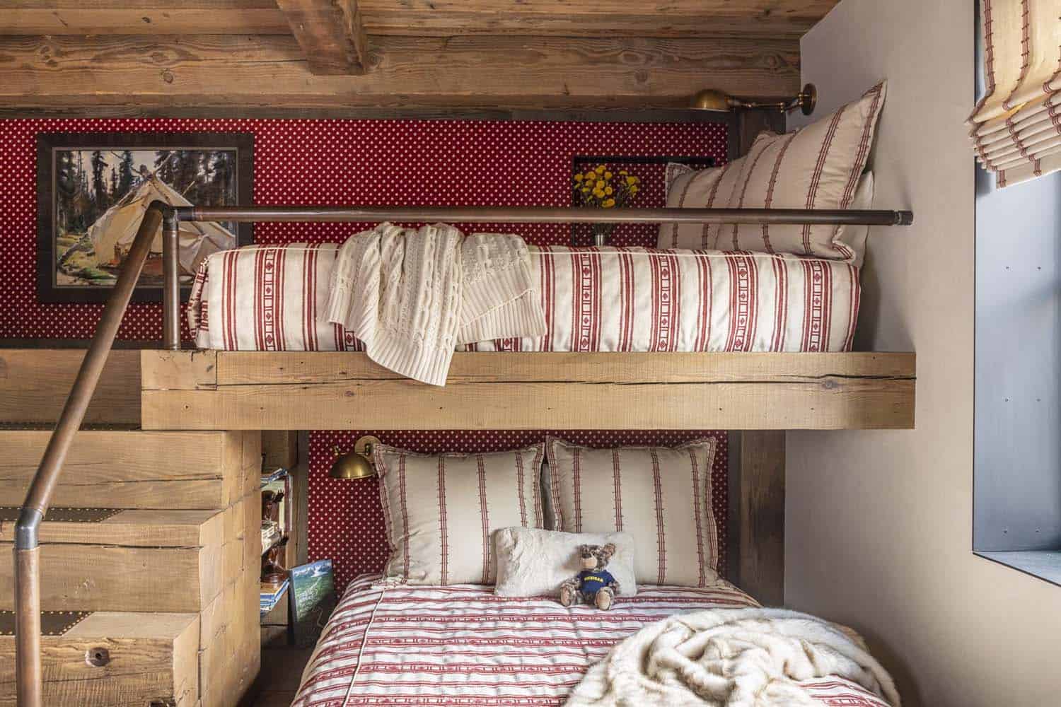 modern rustic bunk bedroom