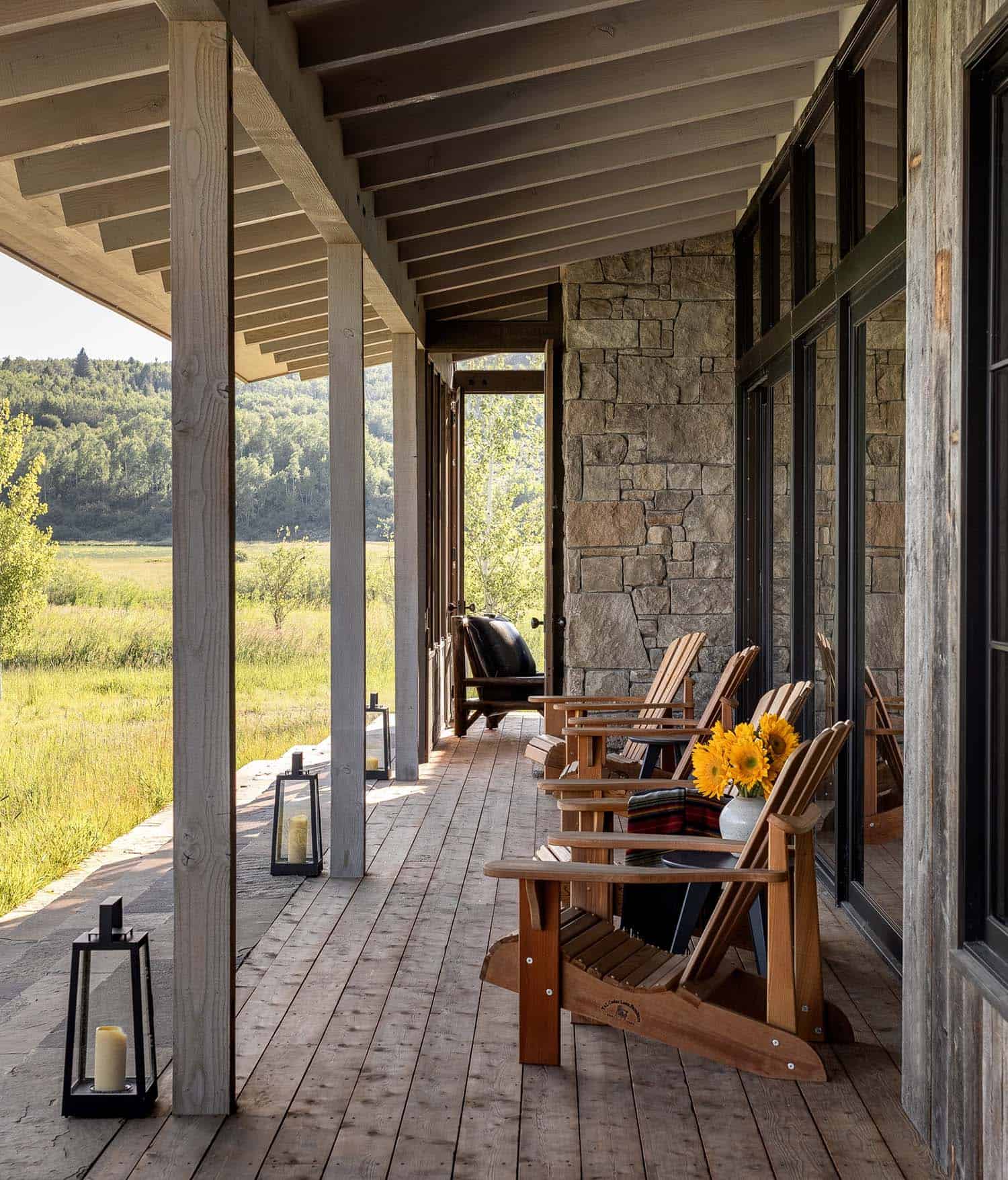 modern rustic retreat exterior with a front porch
