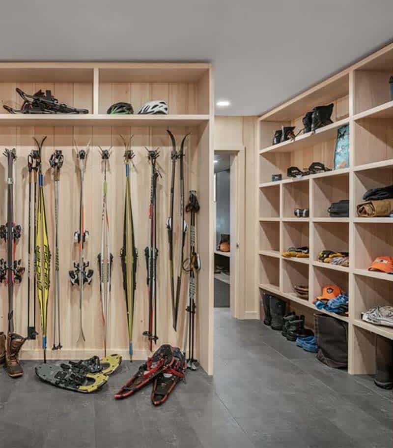modern ski room storage