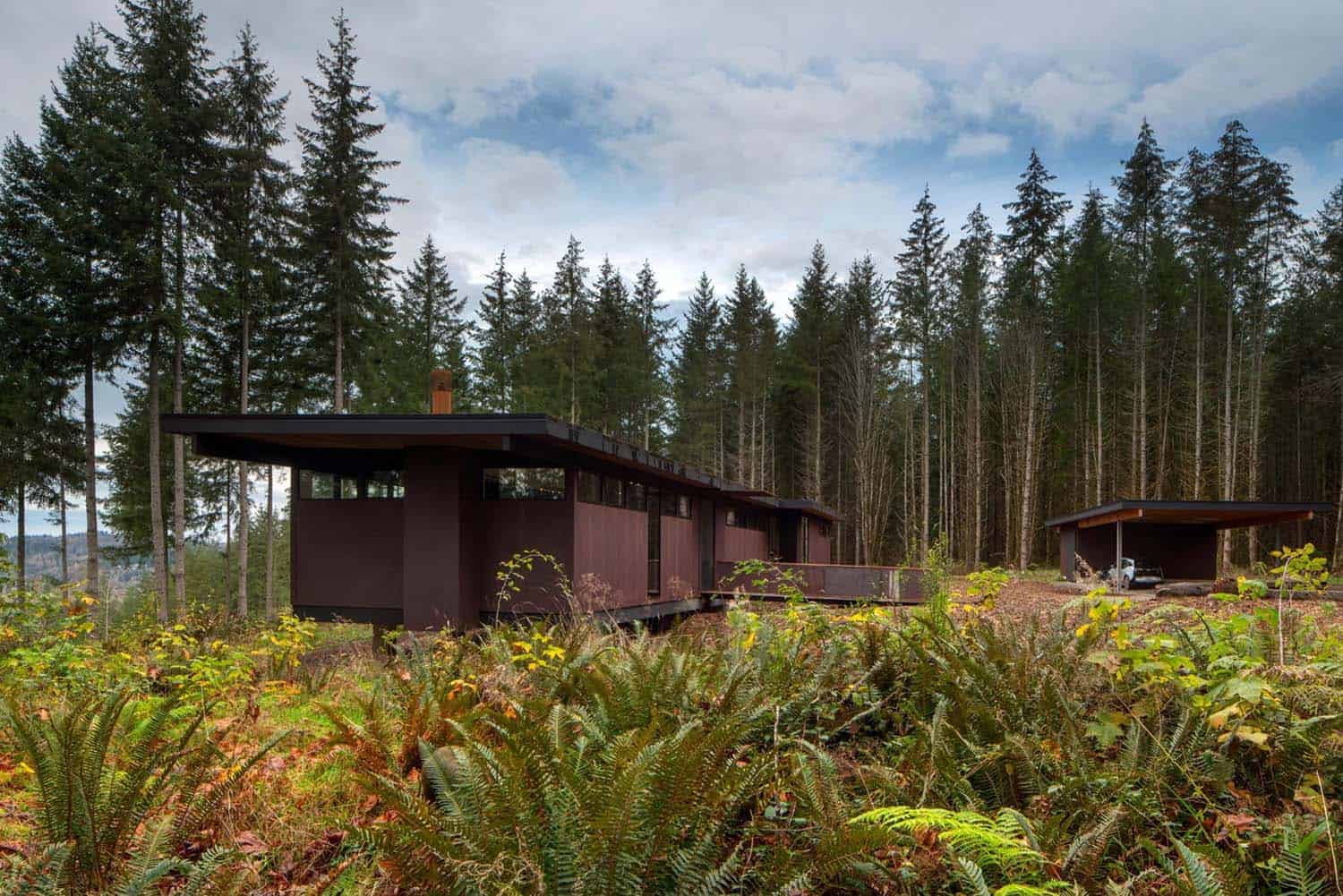 modern steel forest house exterior