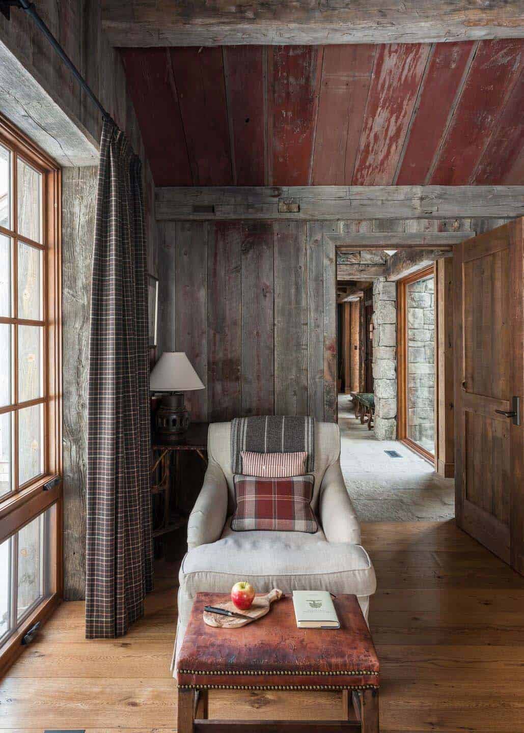 rustic hallway with a reading nook