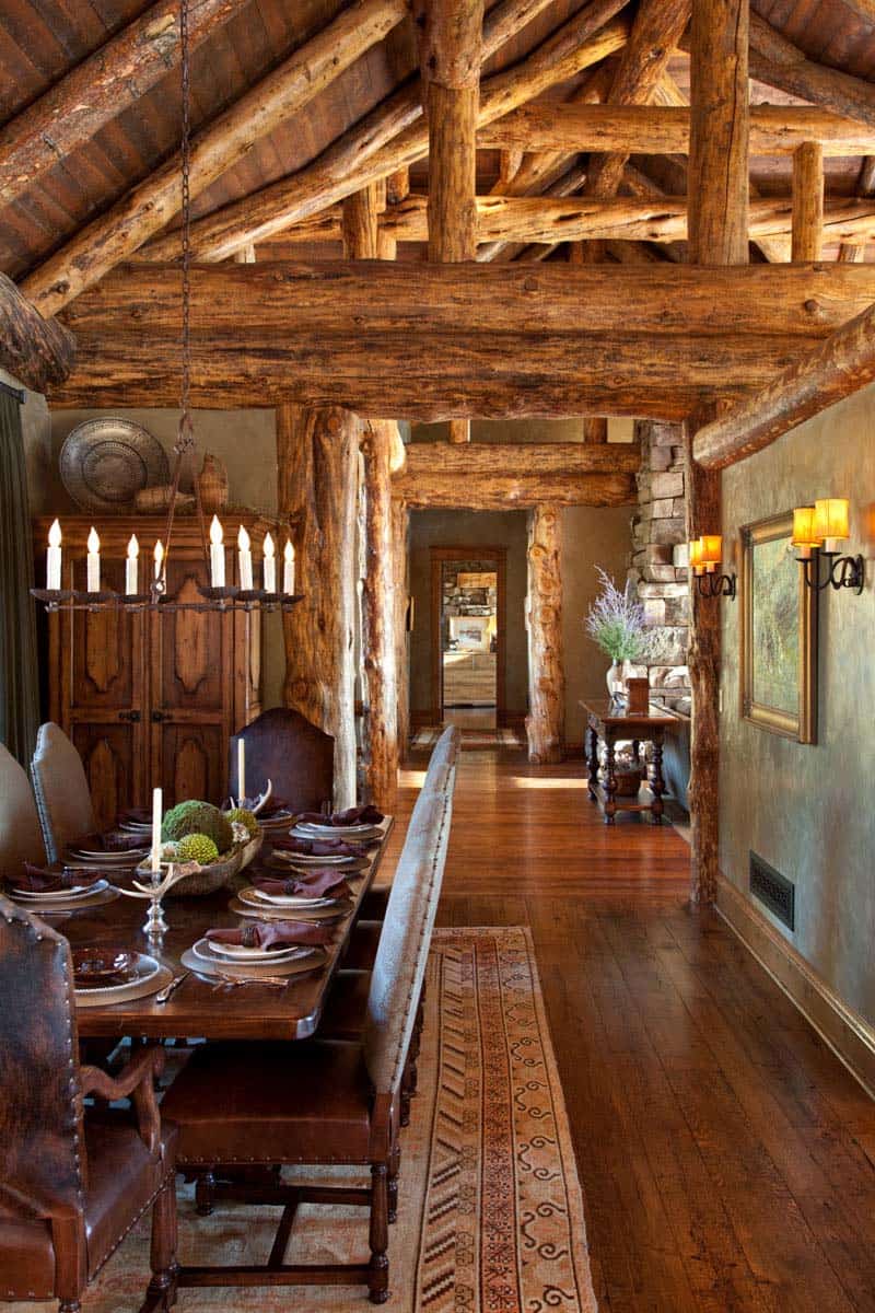 rustic dining room with a large table
