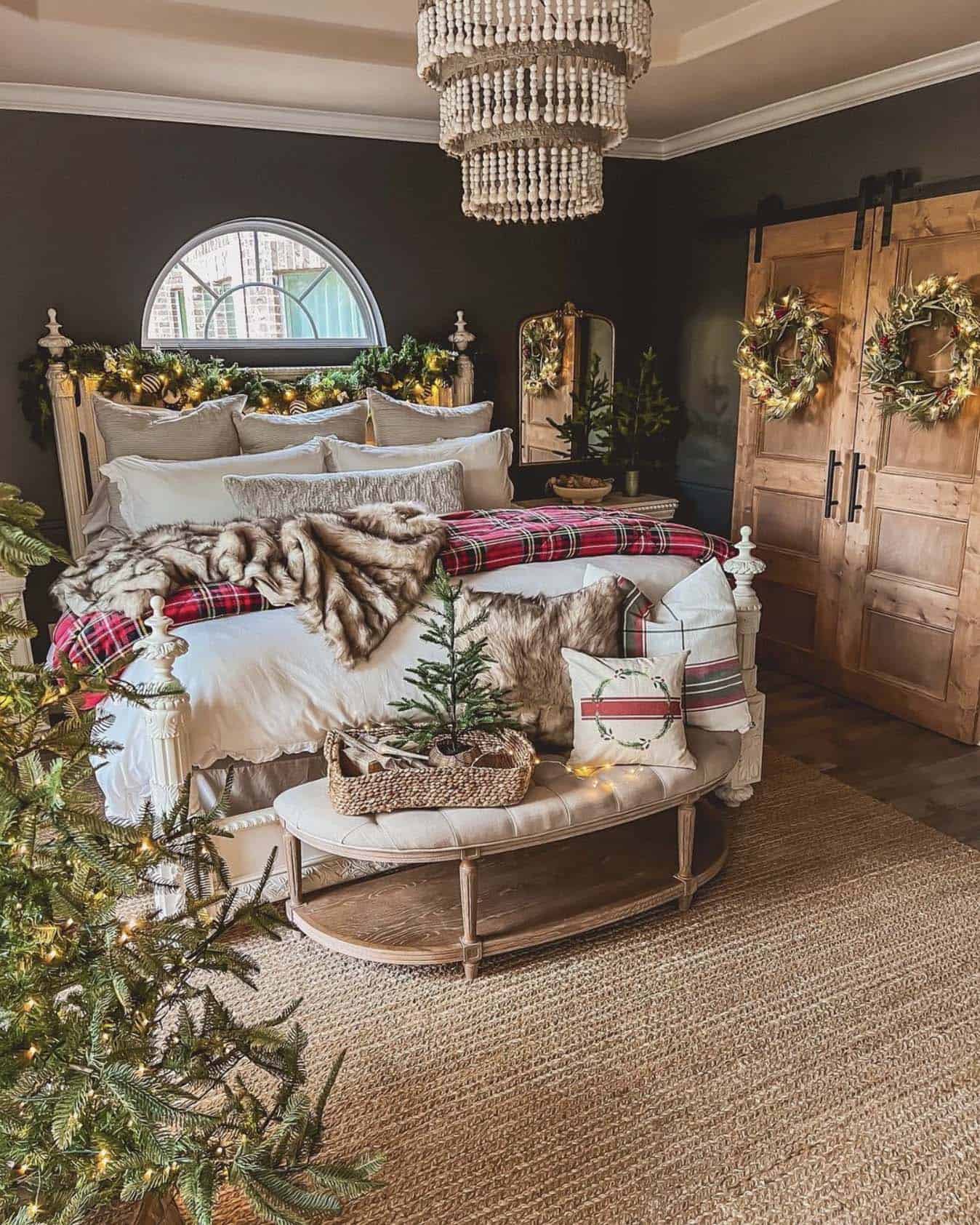 dreamy christmas decorated bedroom