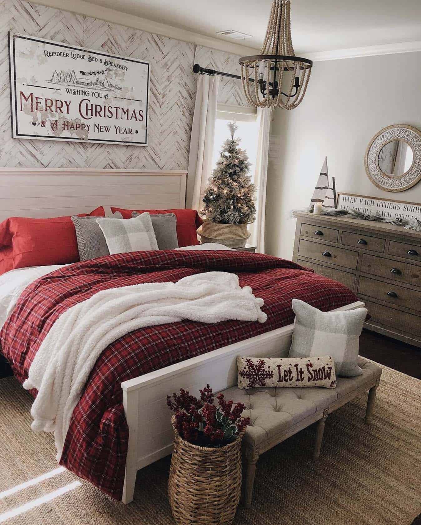 cozy and festive Christmas bedroom