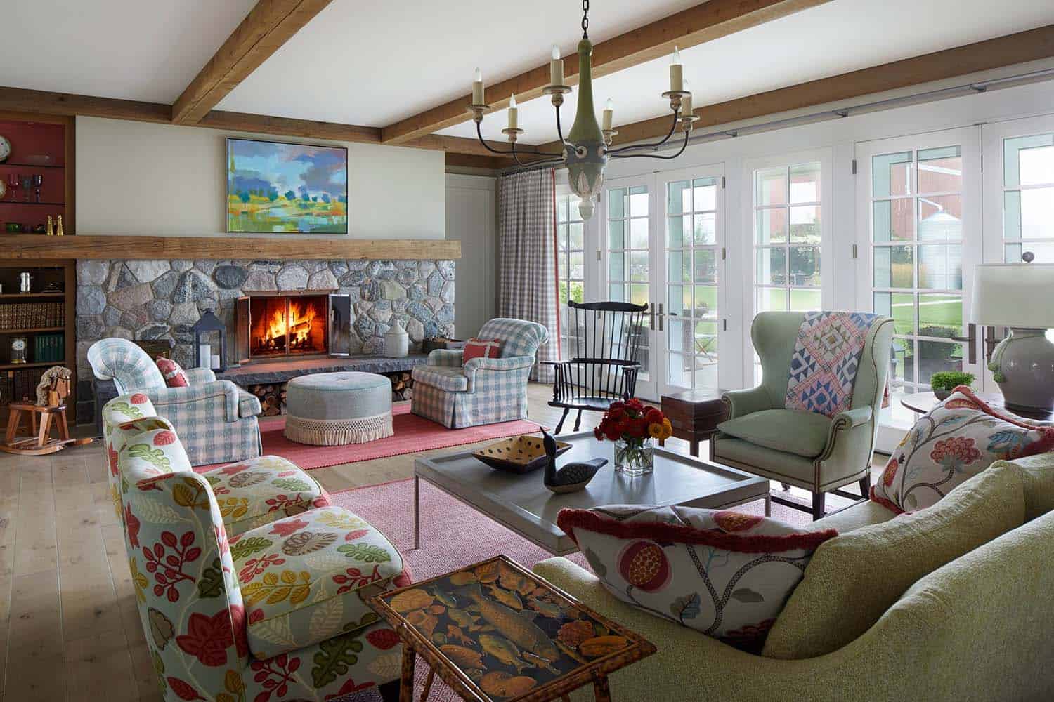 farmhouse living room fireplace