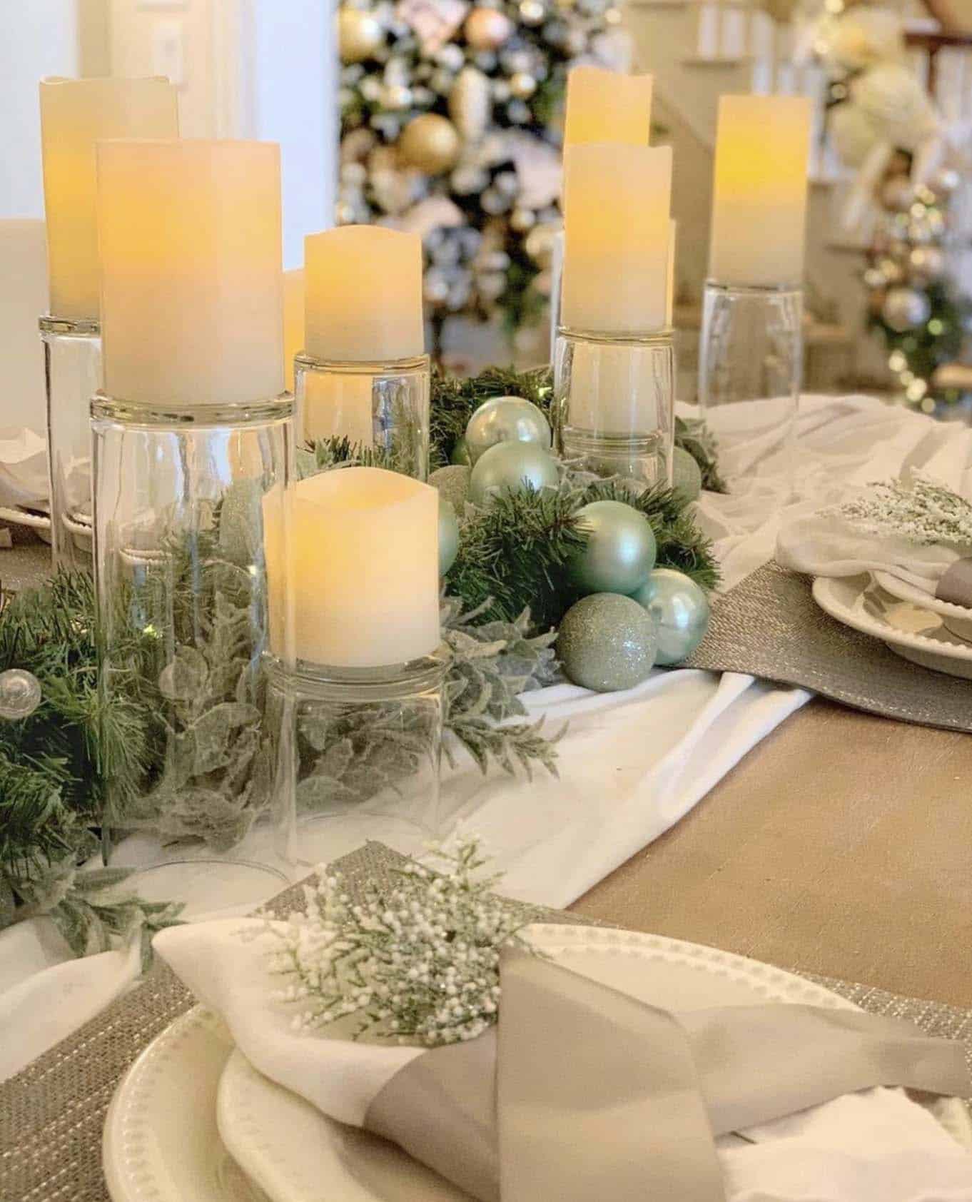 neutral christmas table place setting