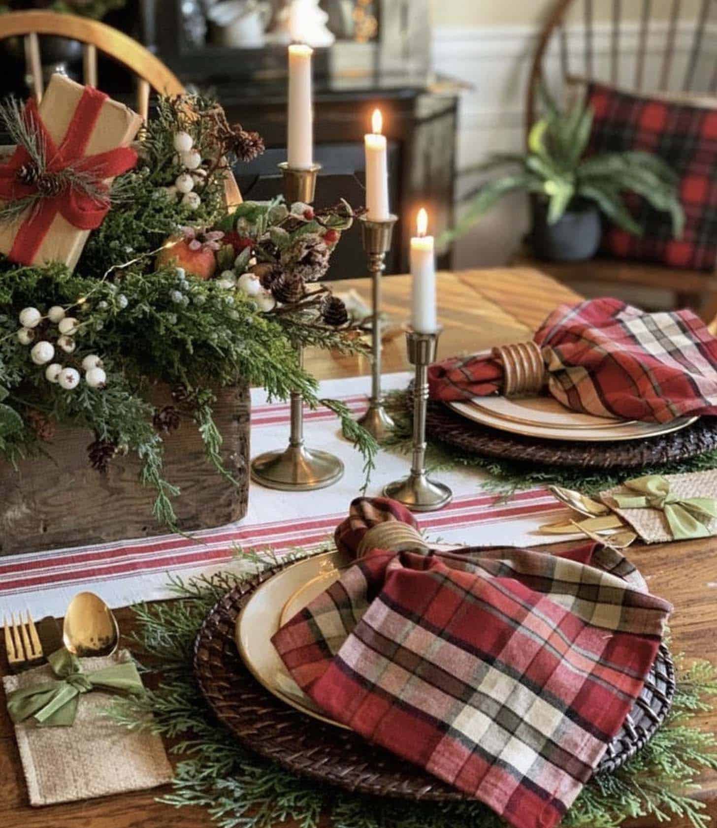 rustic elegant place setting for christmas