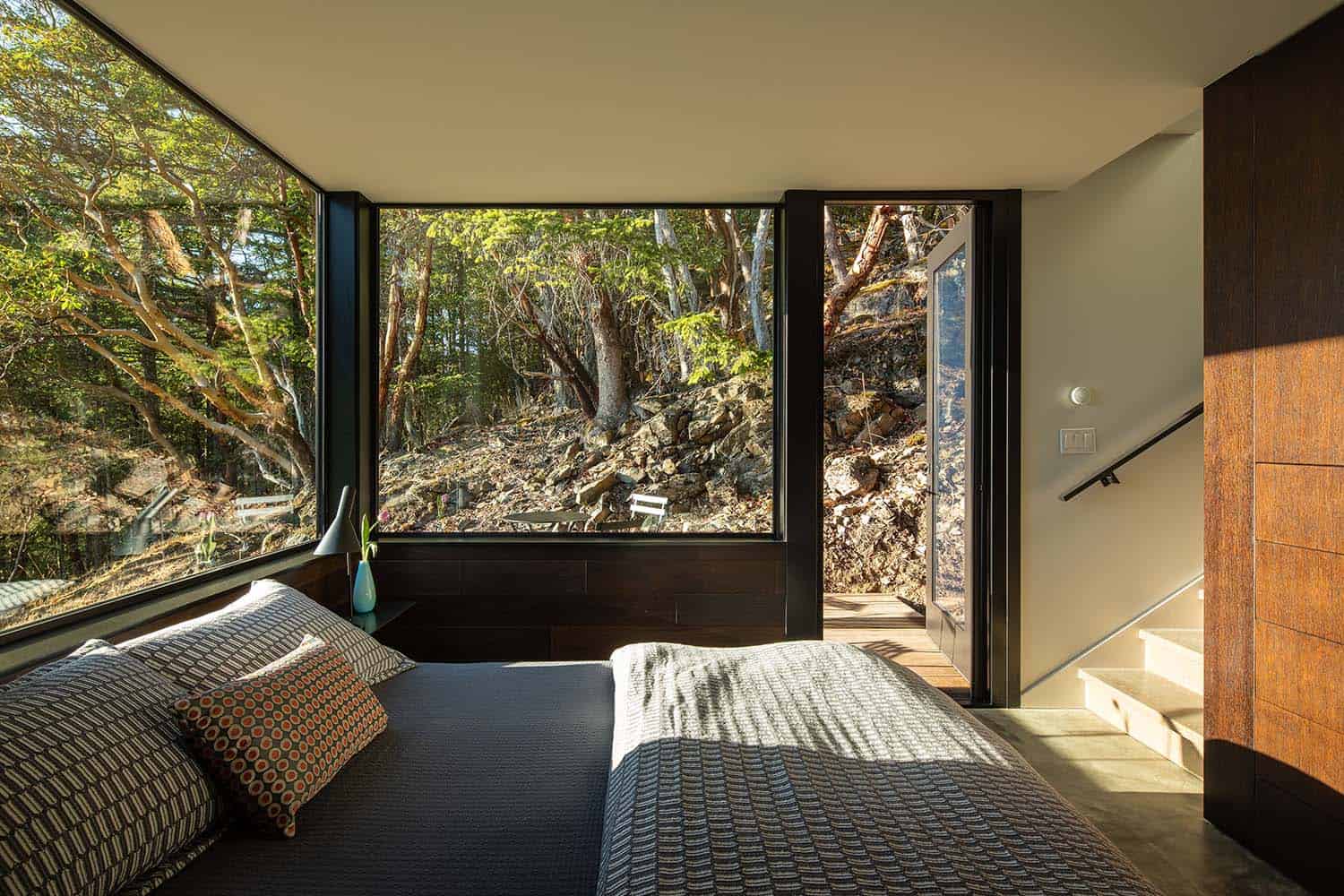 contemporary bedroom with a view