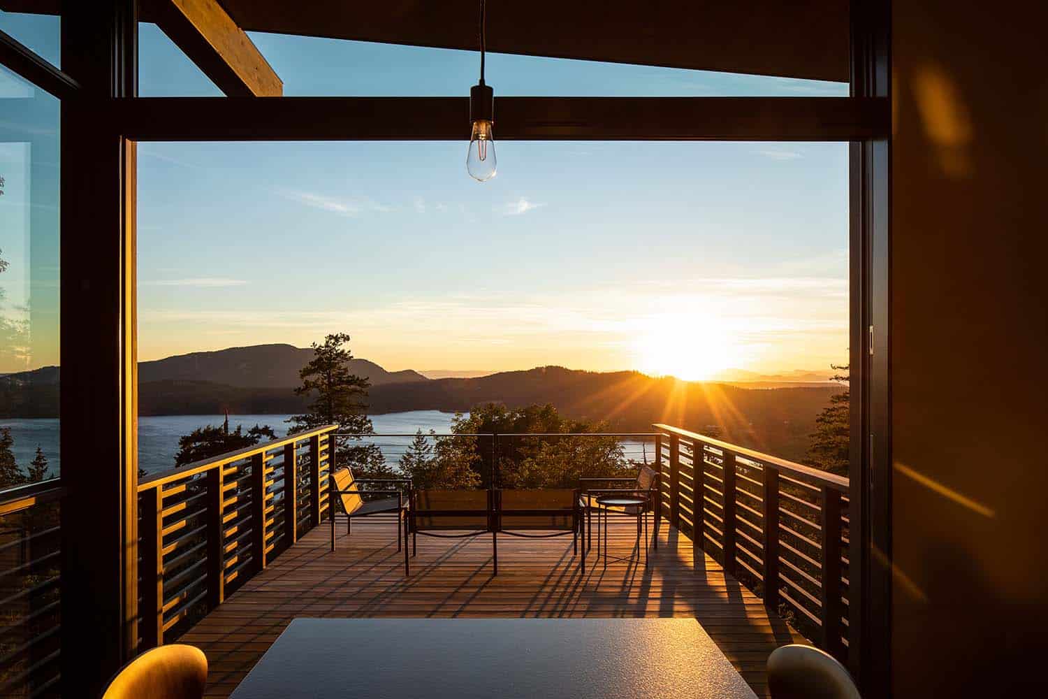 contemporary mountain cabin outdoor patio with a view