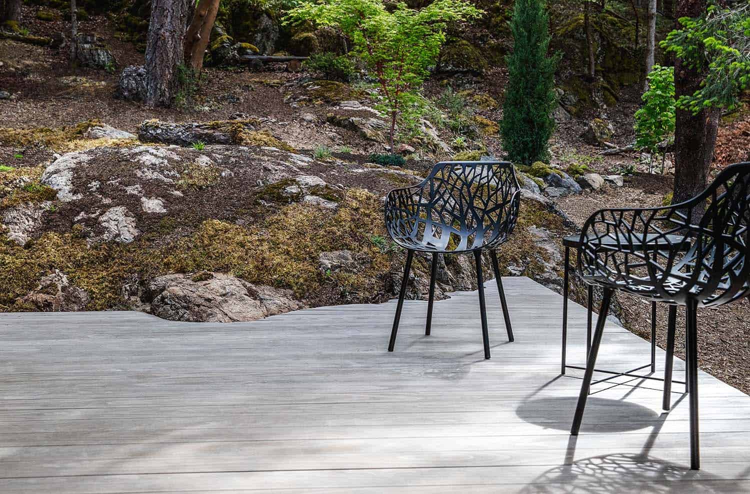 contemporary mountain cabin patio detail