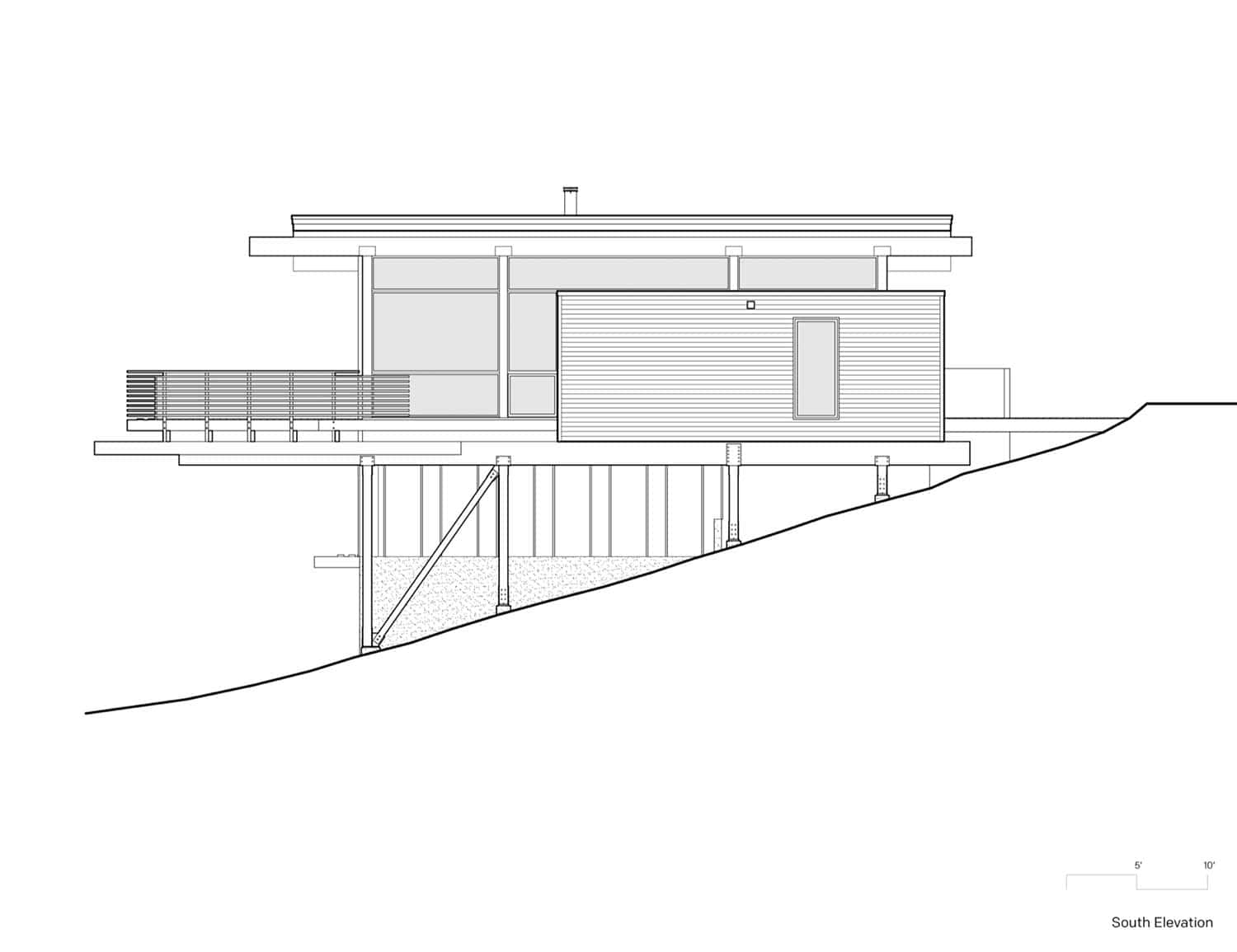 contemporary mountain cabin elevation plan