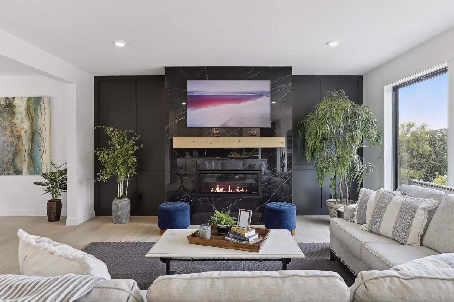 contemporary living room fireplace