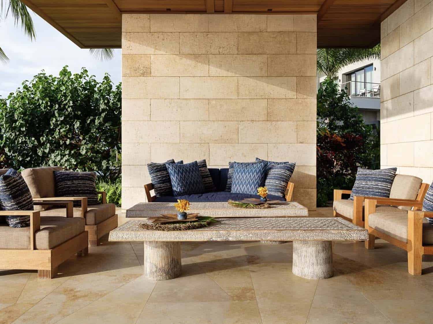 contemporary beach house exterior patio with outdoor furniture