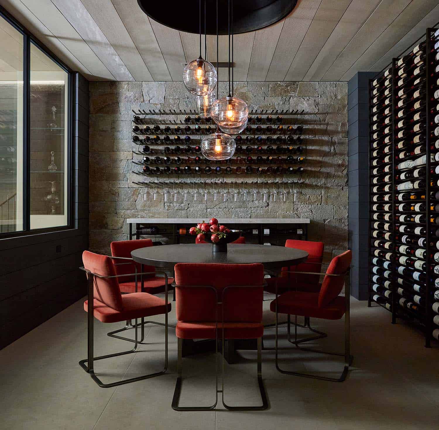 contemporary wine cellar and tasting room