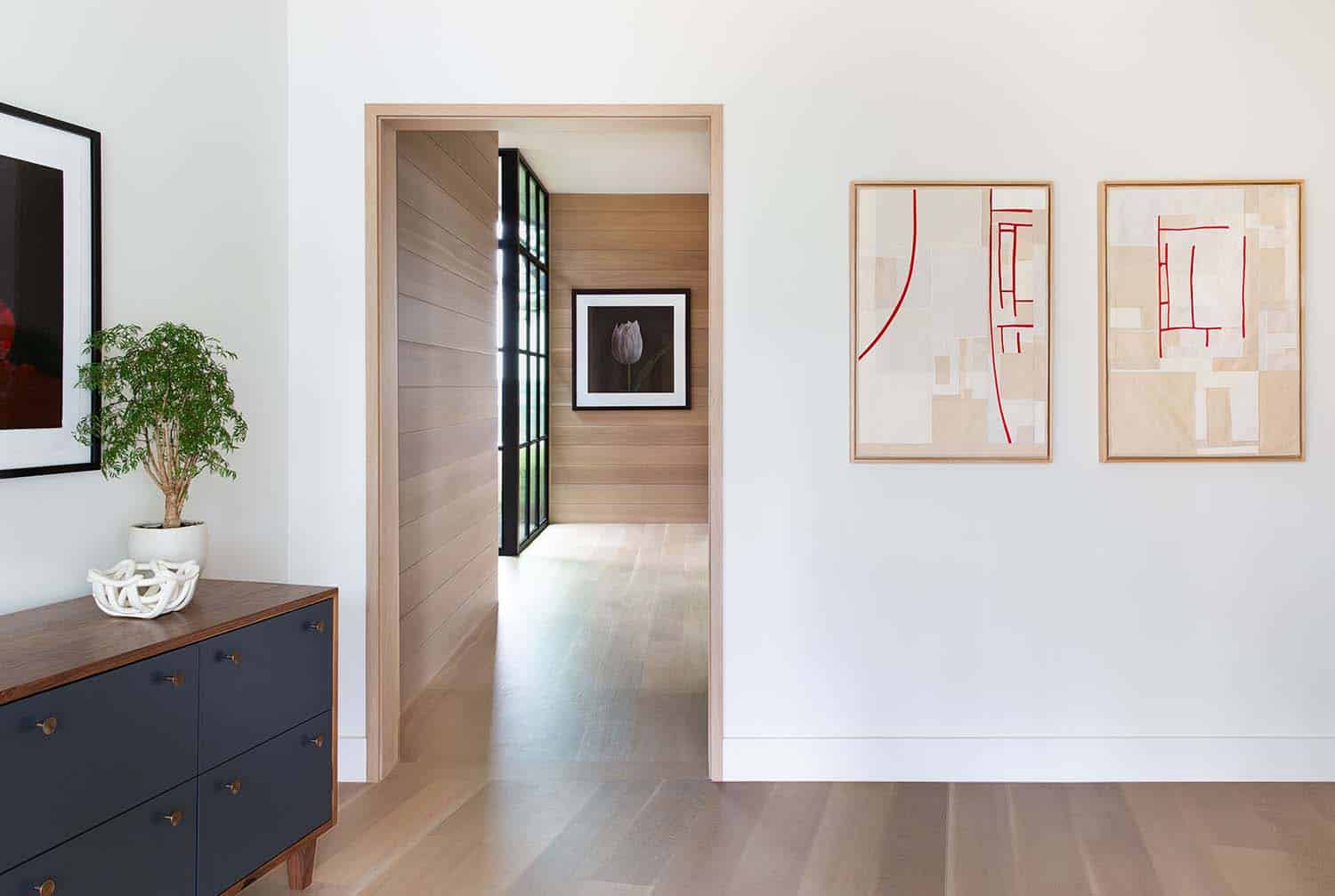 contemporary home hallway with a console table