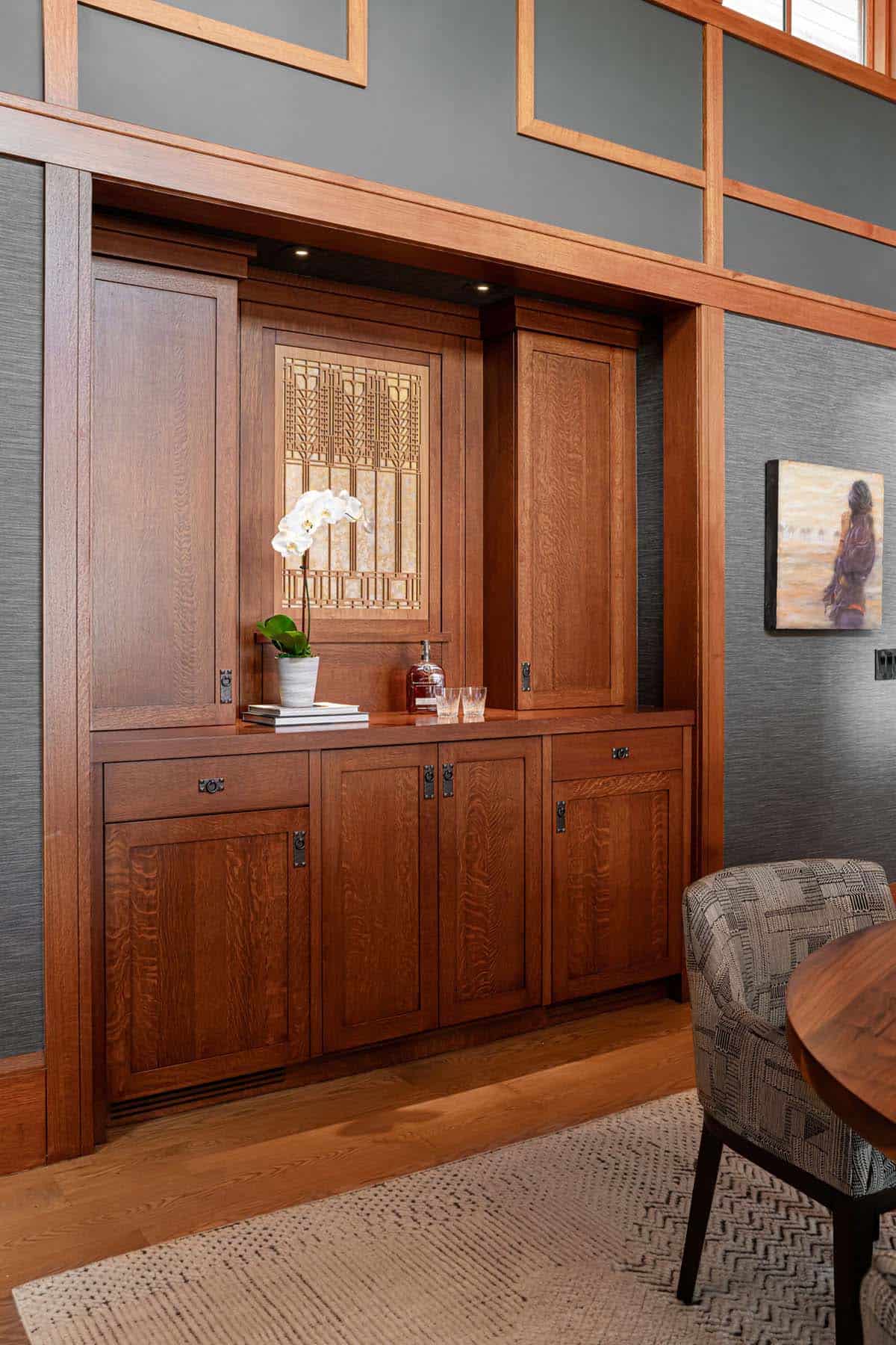 contemporary craftsman-style dining room built-in buffet