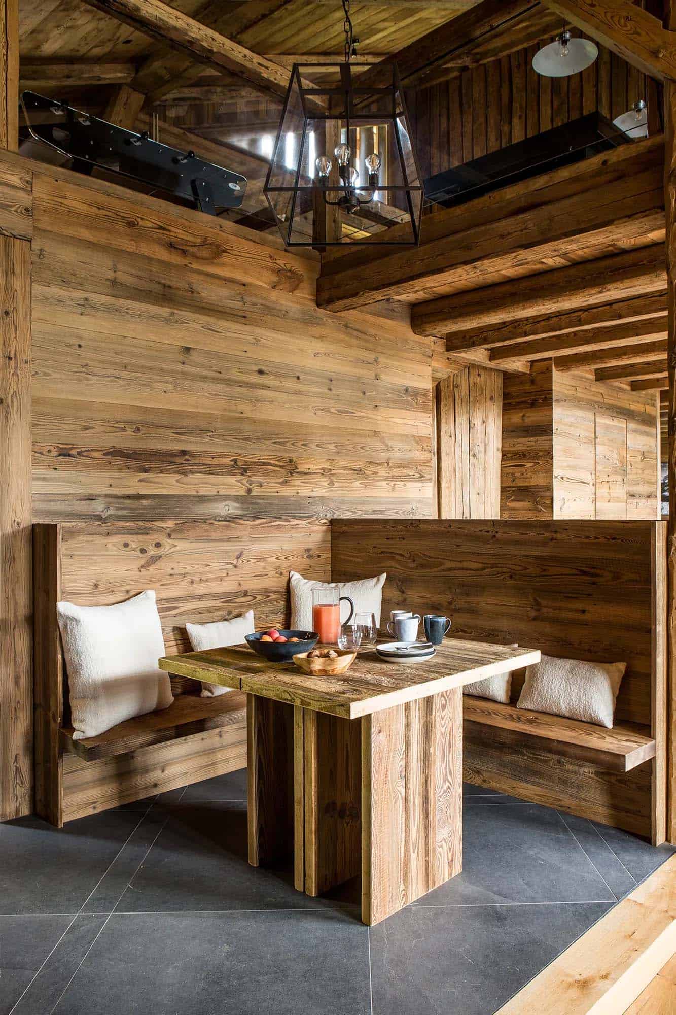 rustic modern built-in dining nook