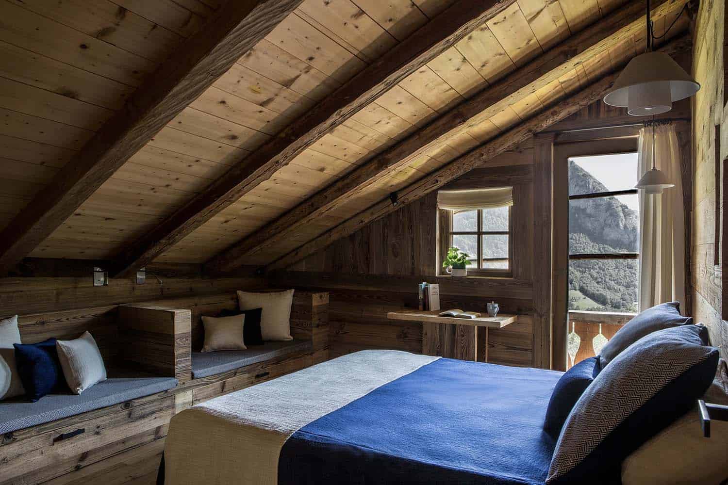 rustic modern bedroom with sleeping nooks