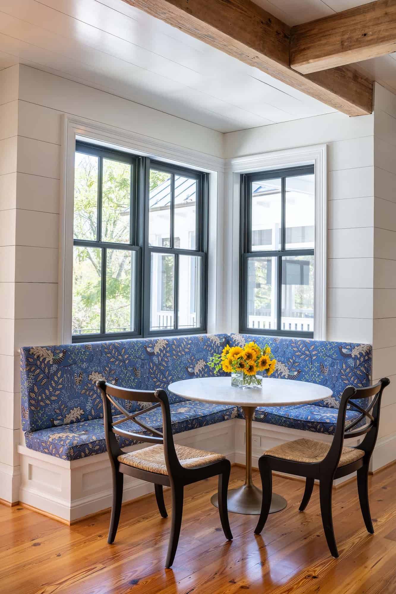 contemporary kitchen breakfast nook with built-in window banquette