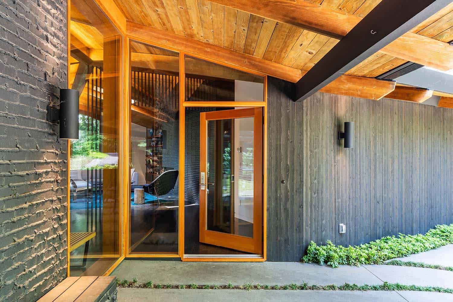 mid-century modern home entry