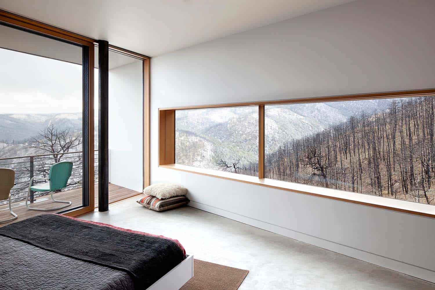 modern bedroom with a window view