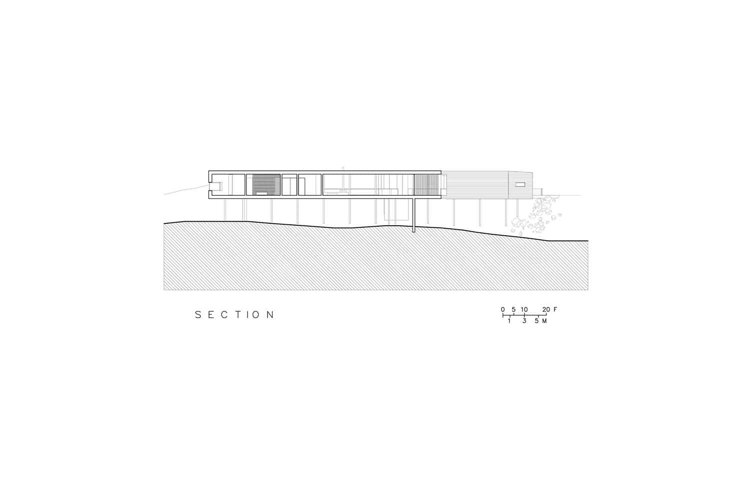 modern hillside home first section plan