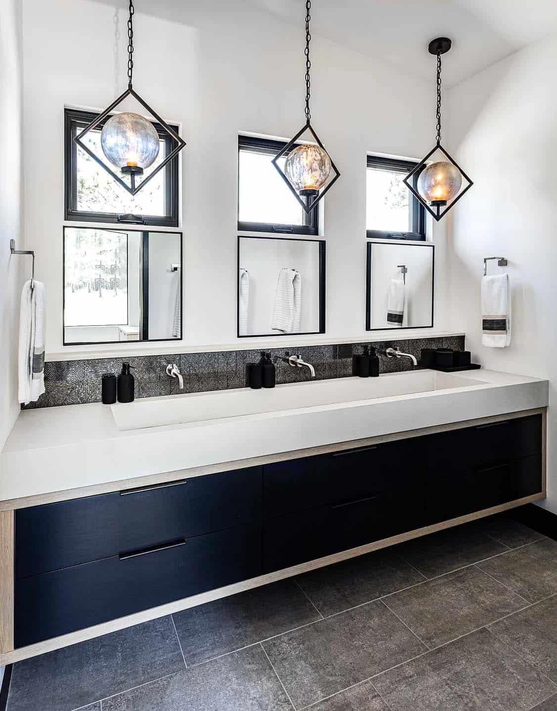 modern bathroom with a large vanity