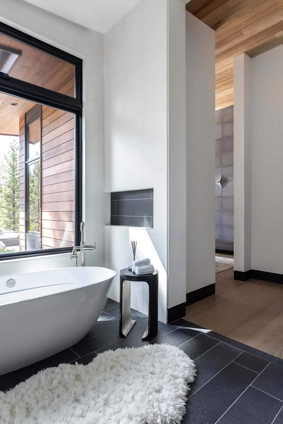 modern bathroom with a freestanding tub