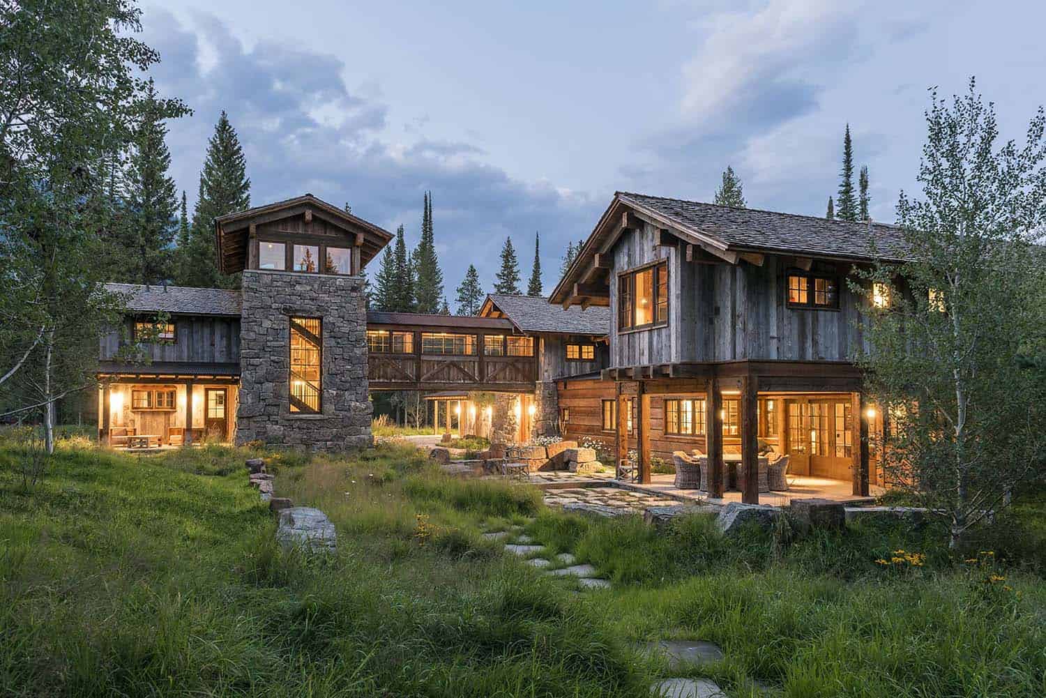 A gorgeous rustic mountain retreat embracing the remote Wyoming wilderness