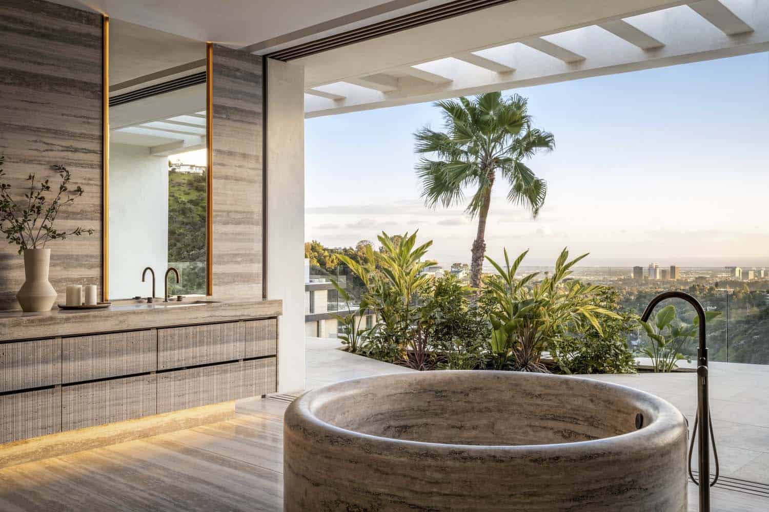 modern bathroom with indoor-outdoor living