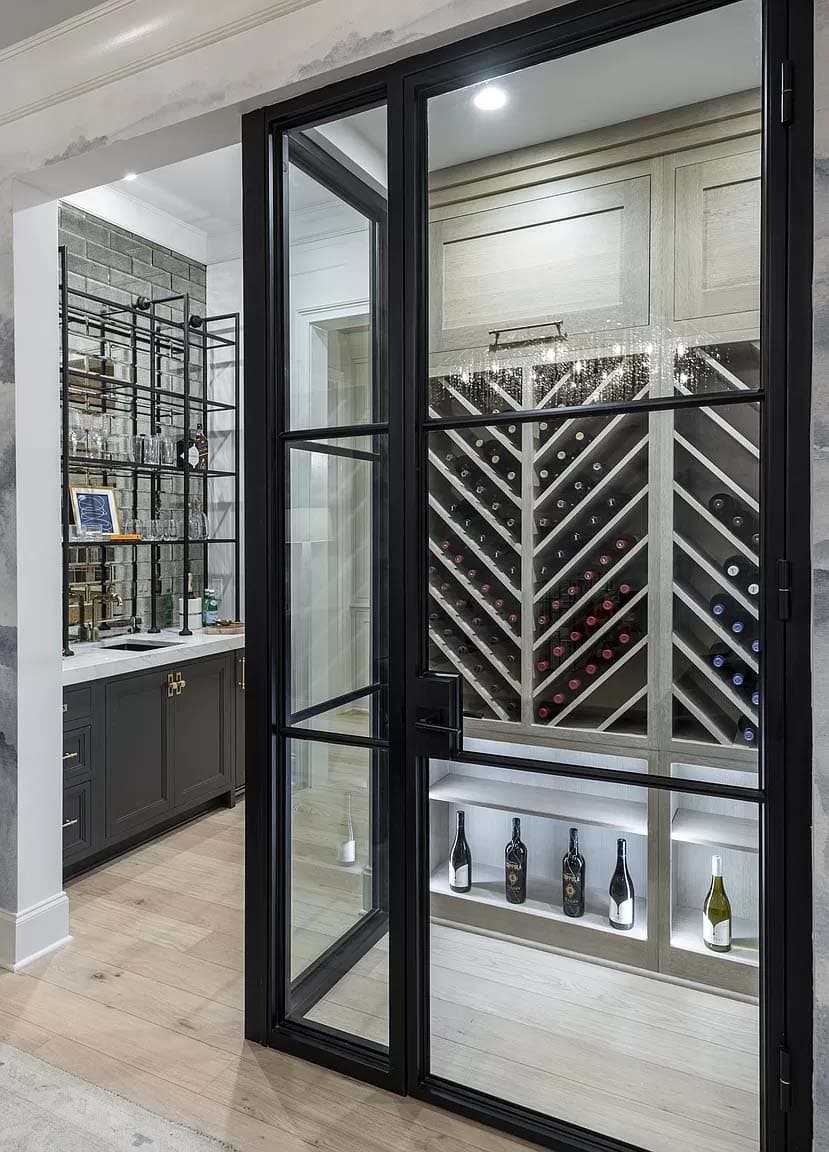 contemporary wine cellar and wet bar