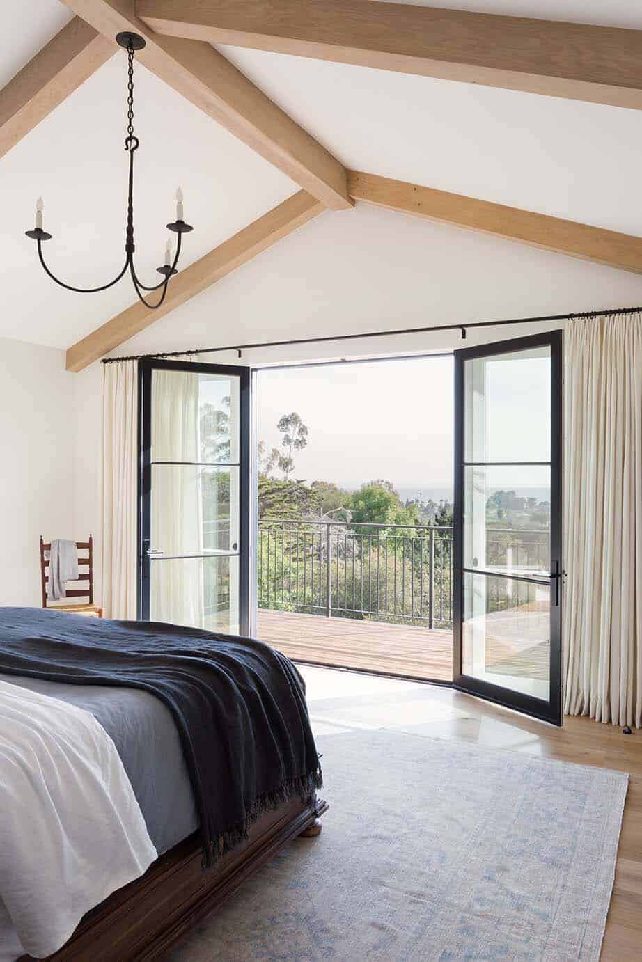 contemporary bedroom with French doors