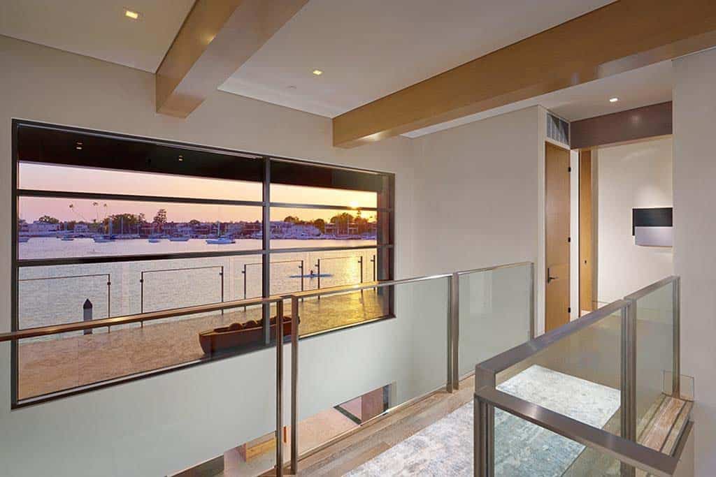 contemporary waterfront home entry
