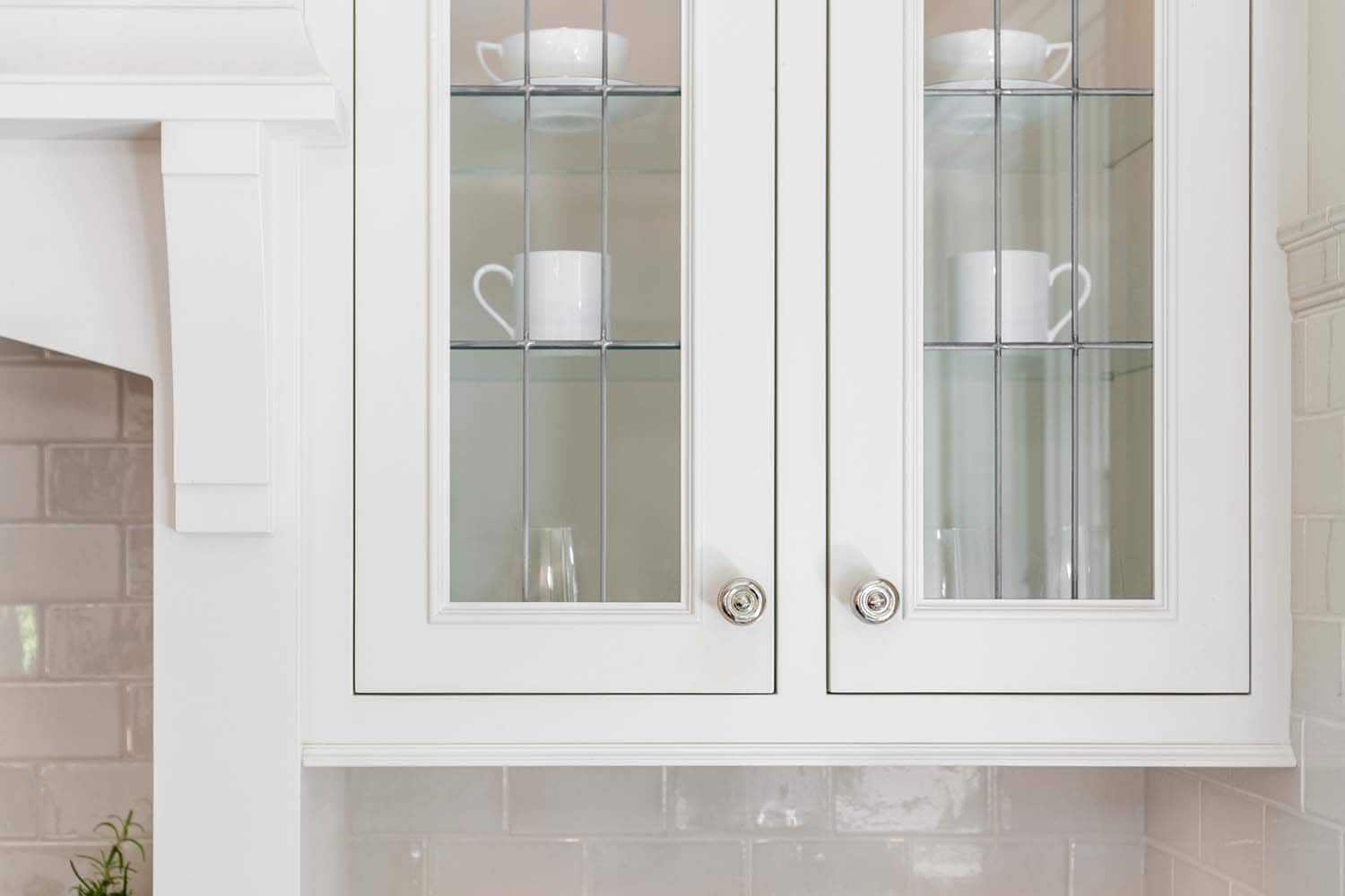 traditional kitchen cabinet detail with glass