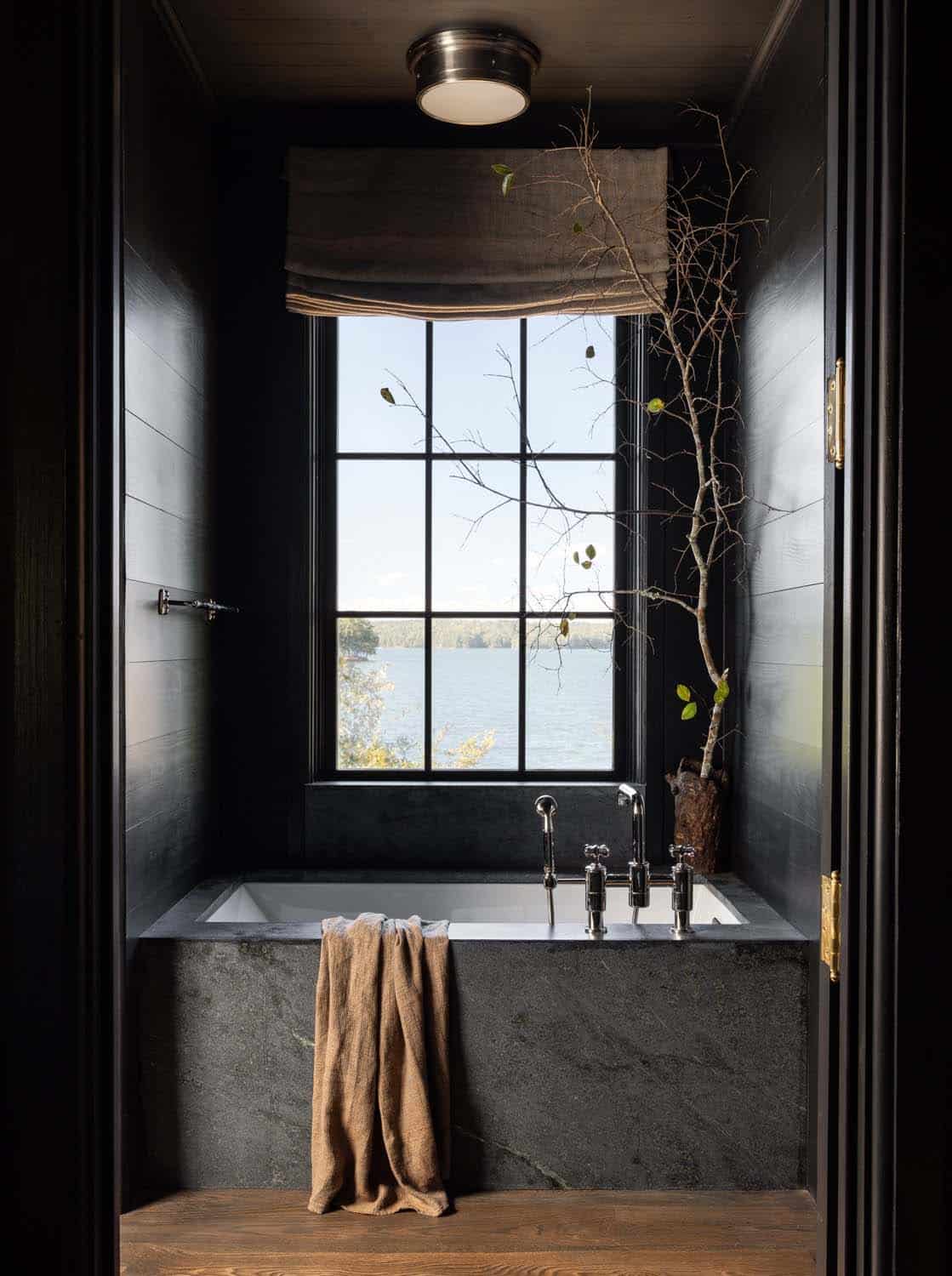 rustic bathroom with an integrated tub