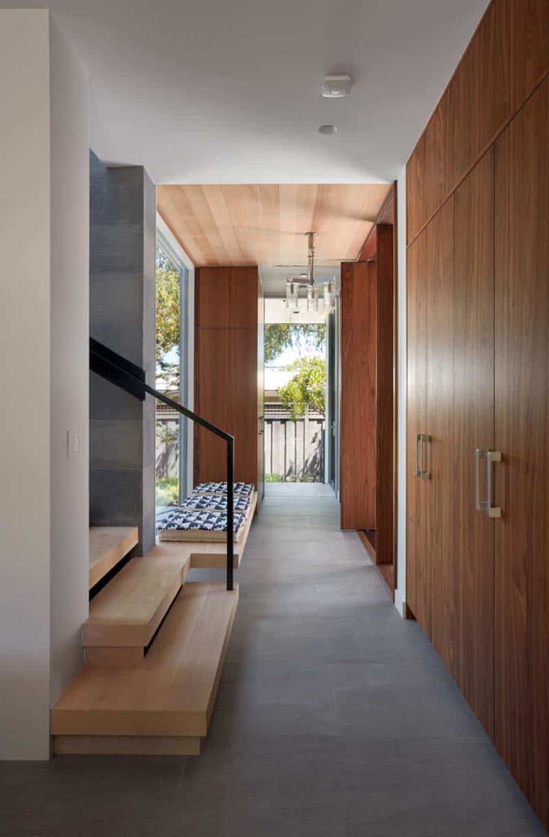 modern hallway with a staircase