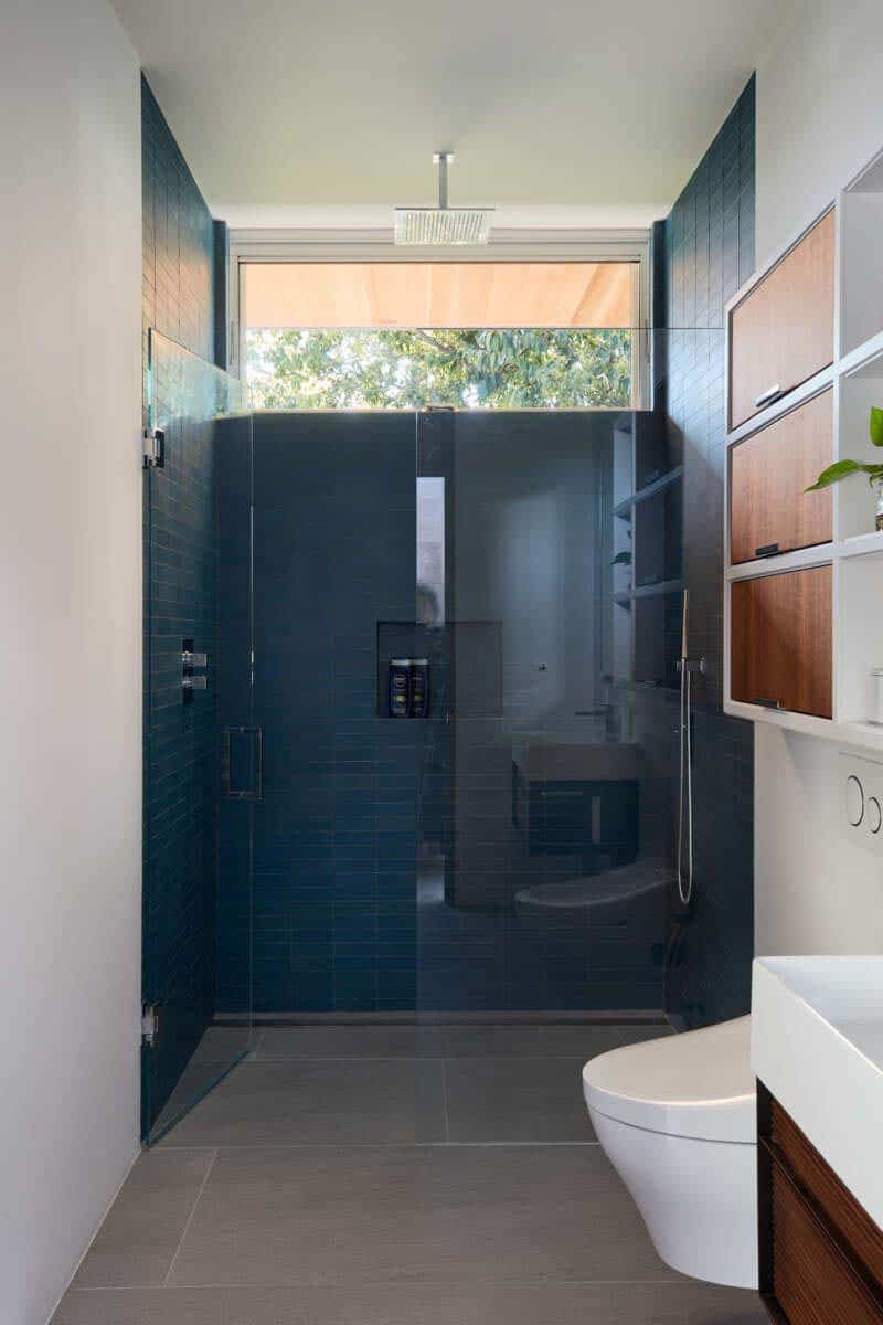 modern bathroom with a walk-in shower