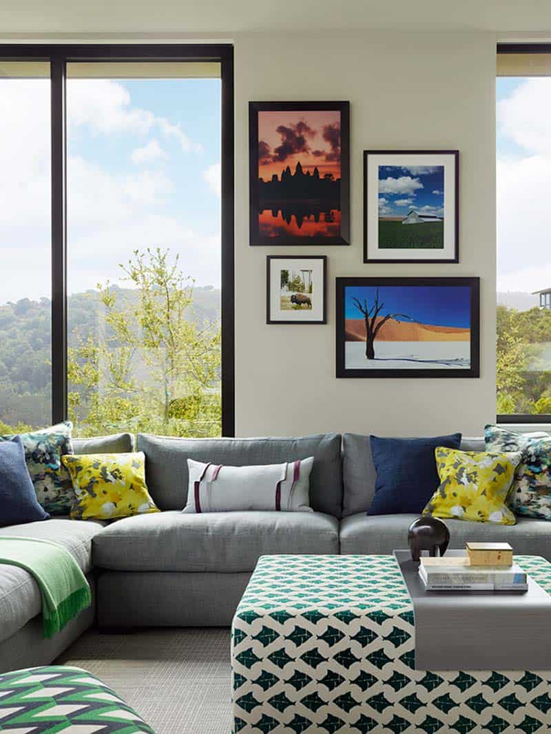modern family room with artwork