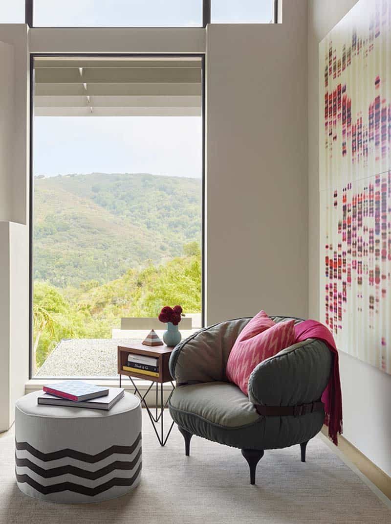 modern reading nook with a window view