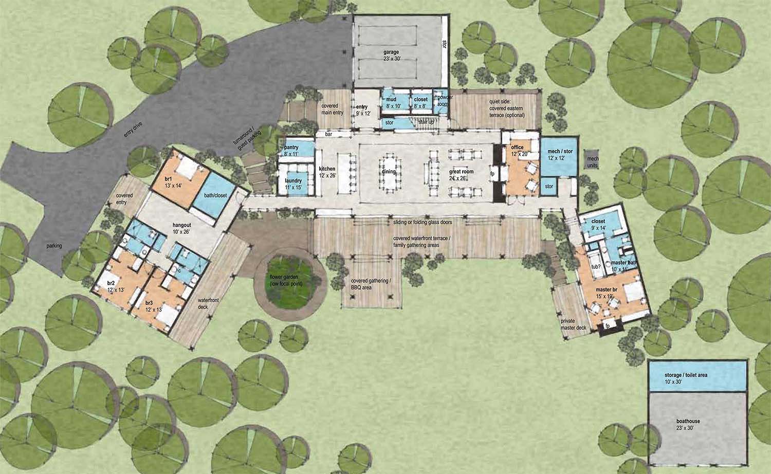 modern-rustic lake house floor plan