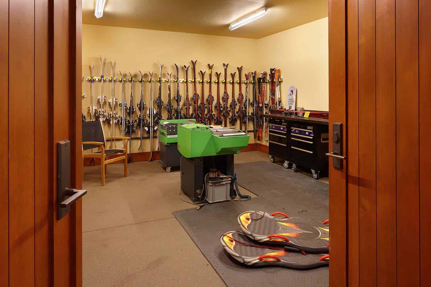 modern rustic mountain home ski room storage