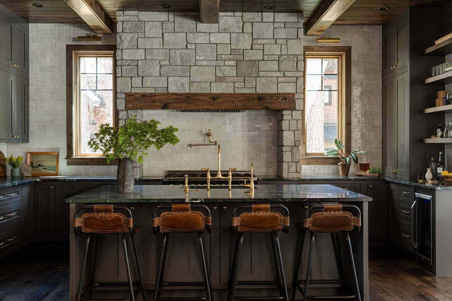 rustic modern mountain style kitchen