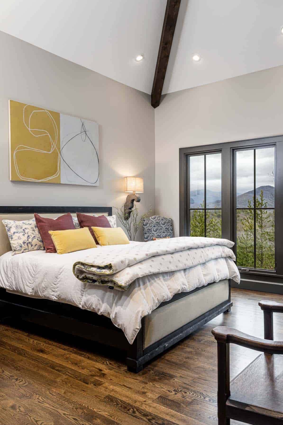 old world craftsman style bedroom with French doors