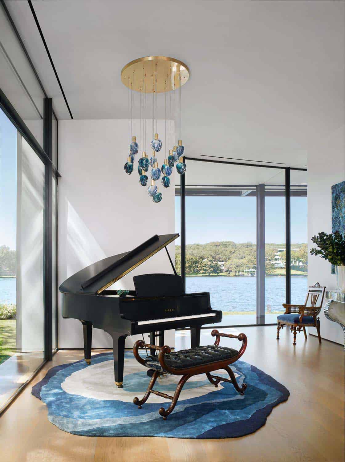 modern living rooms with a piano
