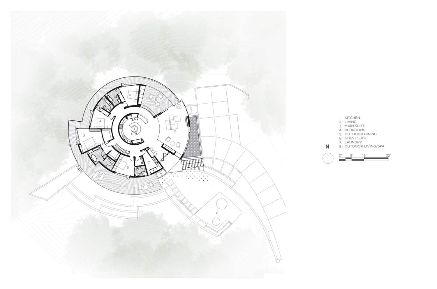 modern circular house floor plan