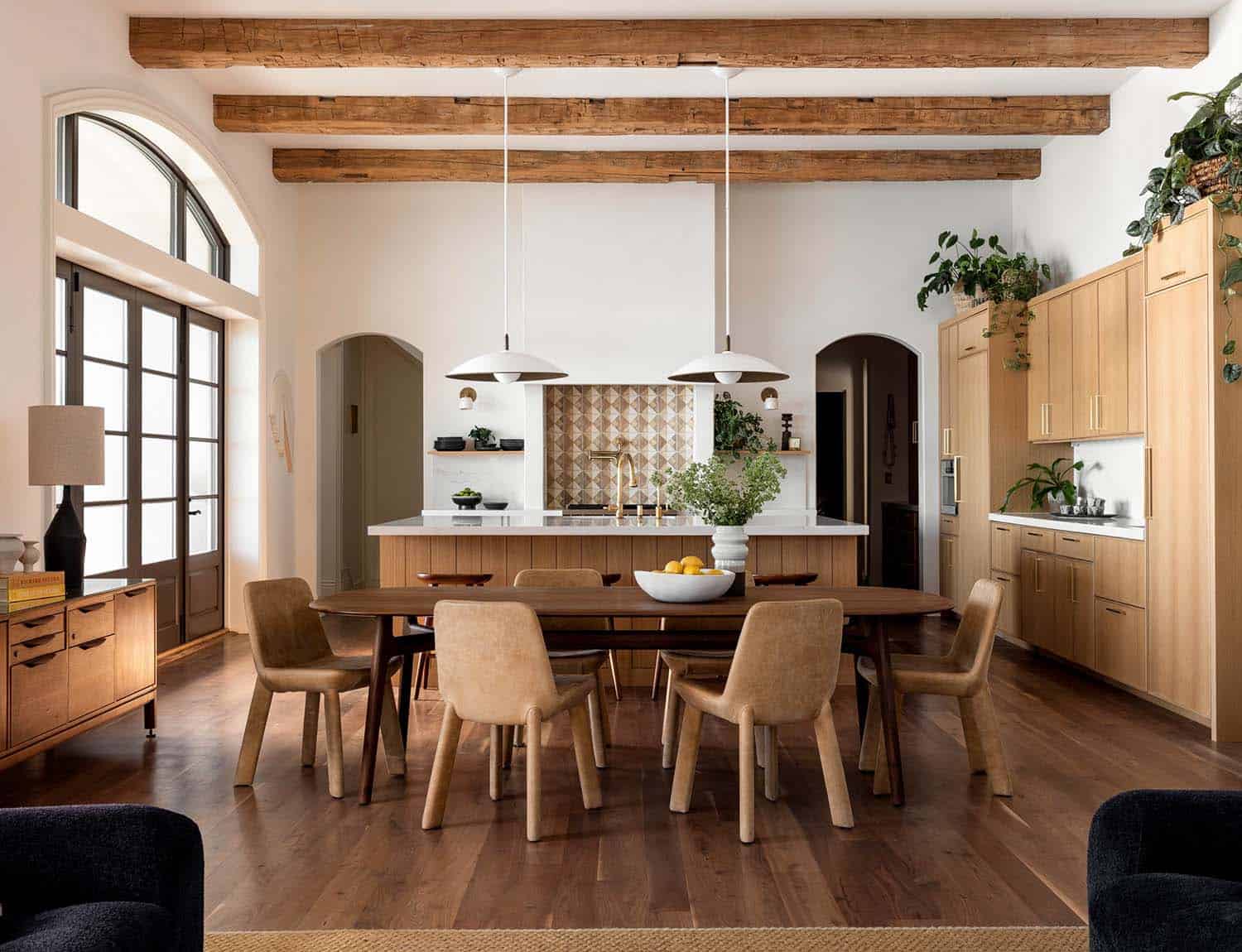 spanish colonial inspired kitchen and dining room