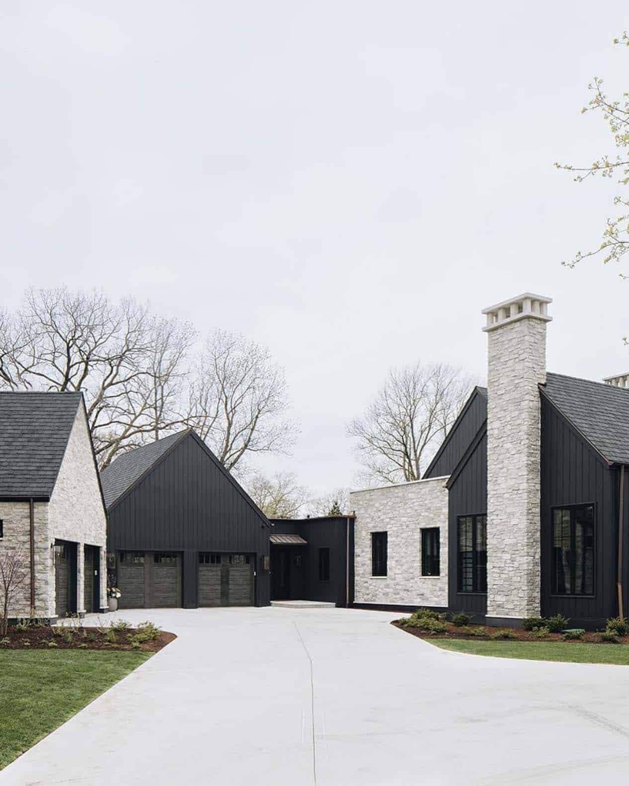 black and white home exterior