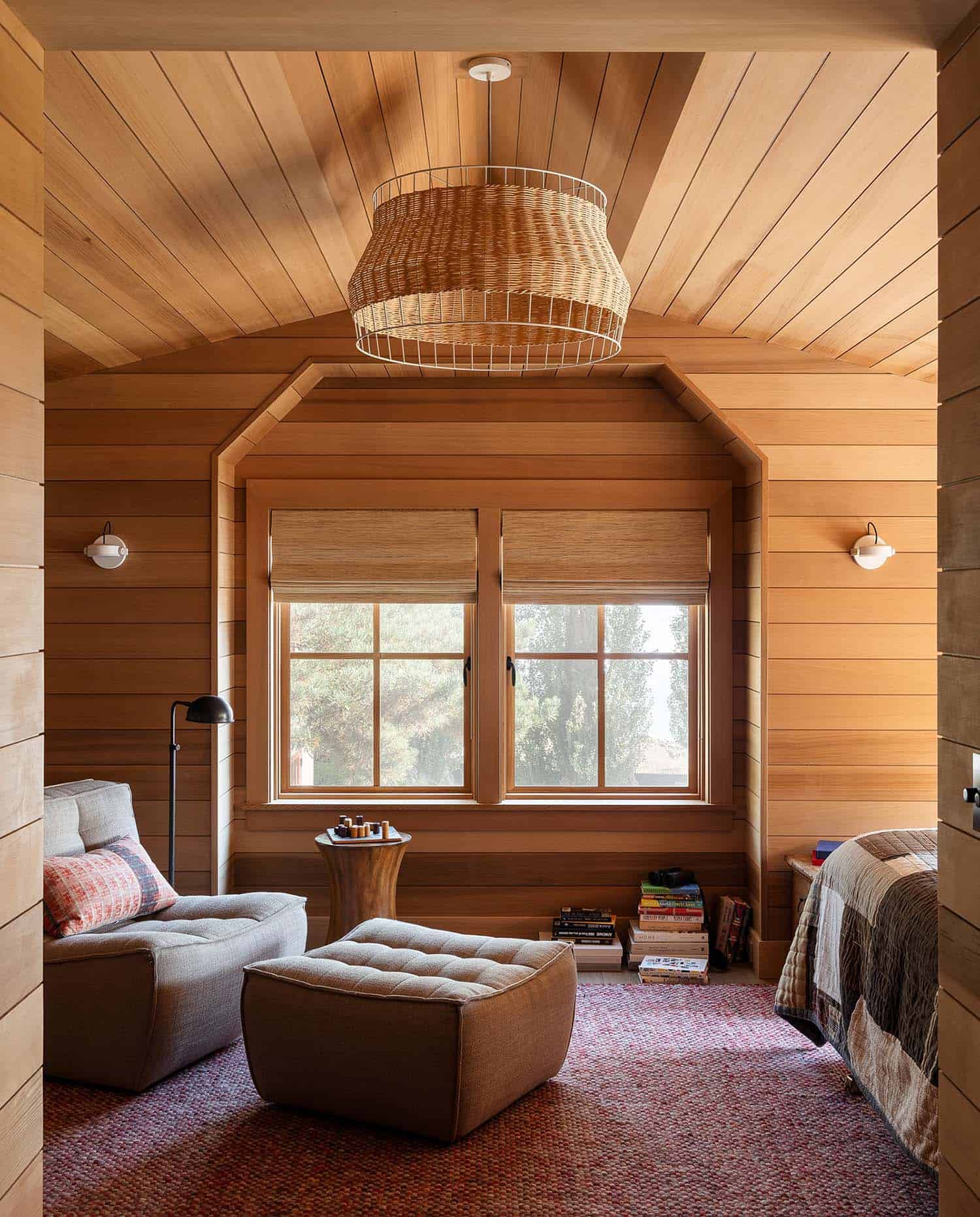 beach style cedar clad bedroom