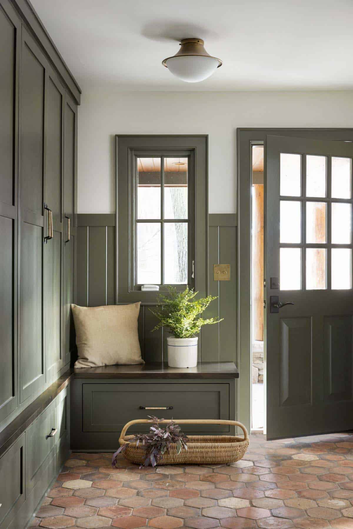 transitional mudroom entry